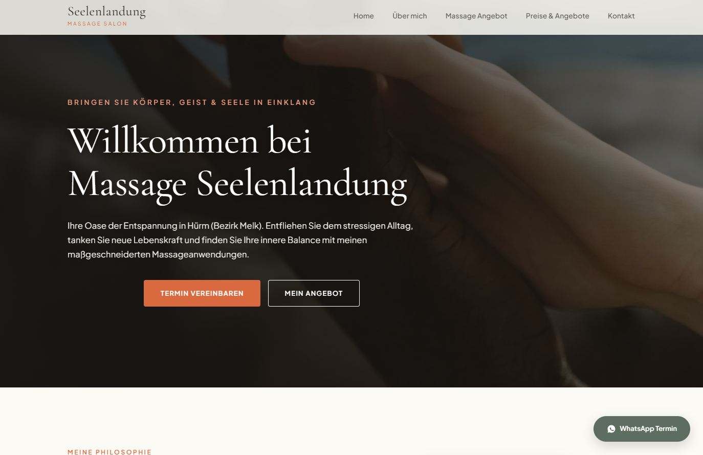 Massage Salon Webseite